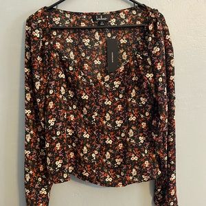 Lulu’s Floral print long sleeve mesh top